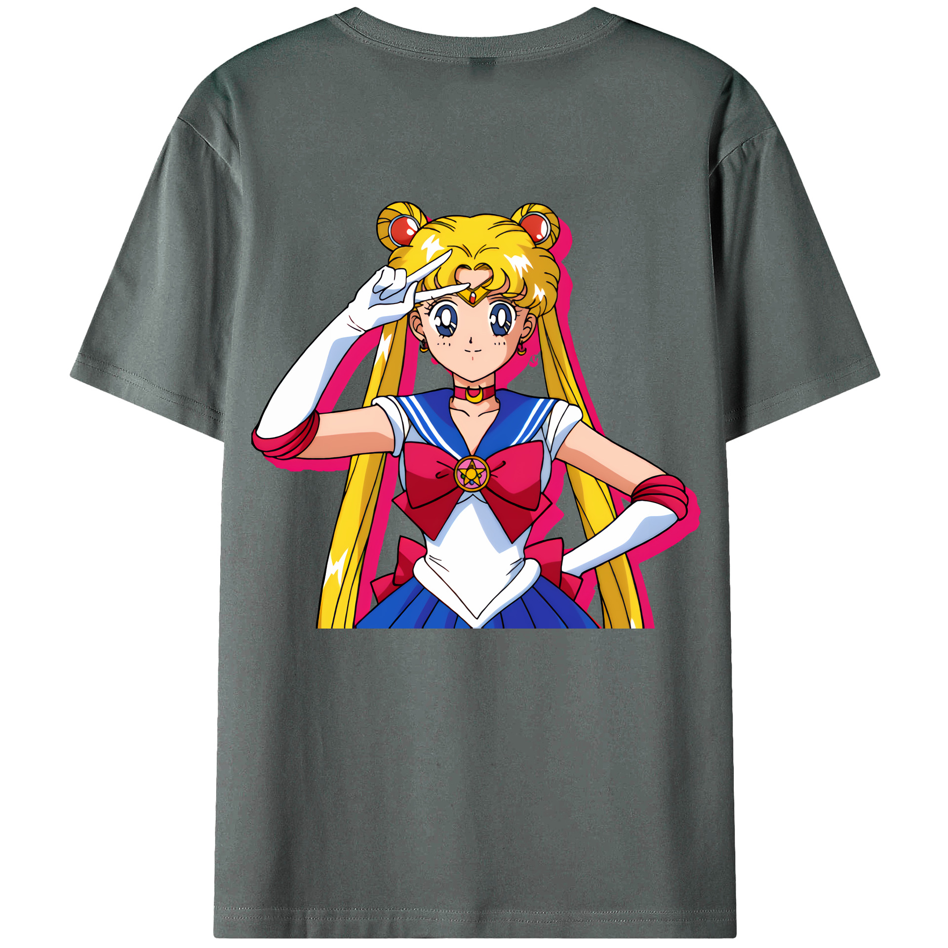 （画像用） 美少女戦士セーラームーン 月野 うさぎ つきの うさぎ Sailor Moon Tsukino Usagi 綿100％ メンズ半袖Tシャツ（バックプリント） 通気性